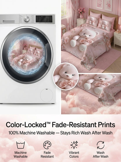 Fairy Tale Baby Teddy 280-TC 7D Bedsheet Set – Pink