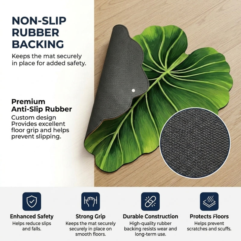 Tropical Monstera Designer Floor Mat (Green)