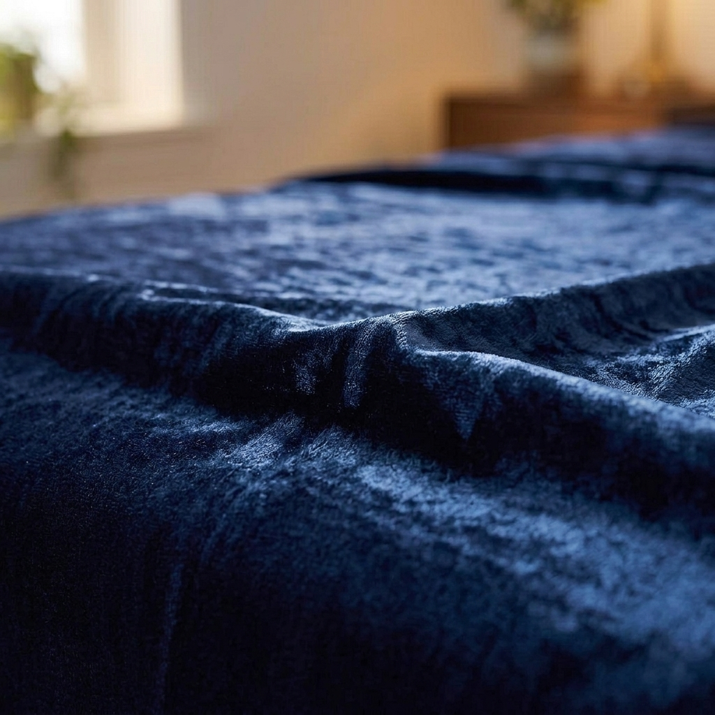 Teal Elegance Velvet Bedsheet (Deep navy)