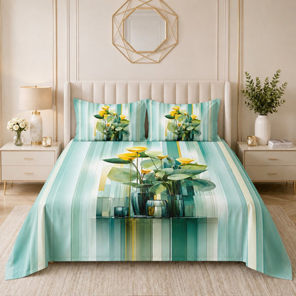 Botanical Glasshouse 280-TC 7D Bedsheet Set - (Aqua)