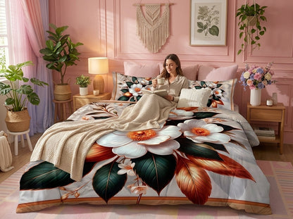 Enchanted Bloom 280-TC 7D Bedsheet Set - (Ivory)