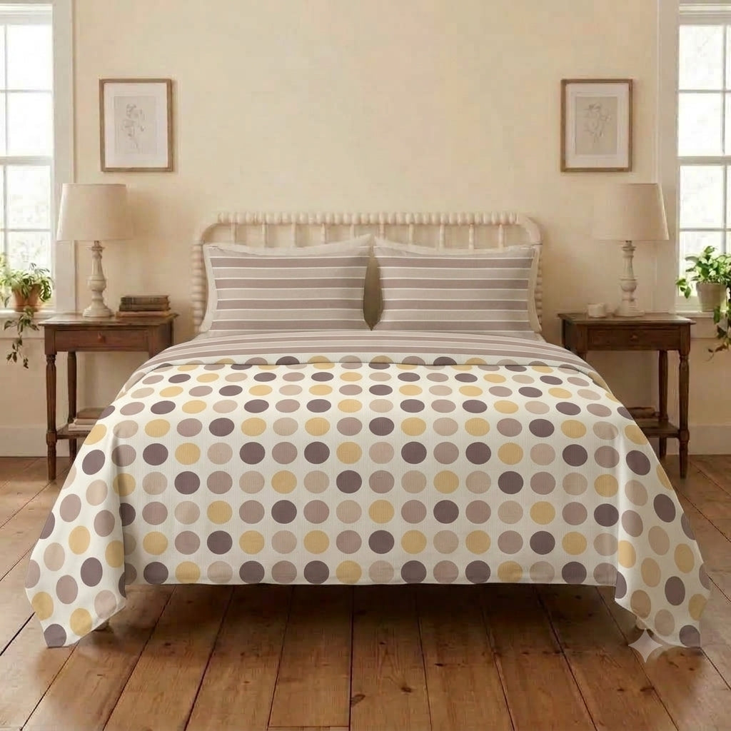 Dotted Mosaic Cotton Bedsheet & Comforter Set
