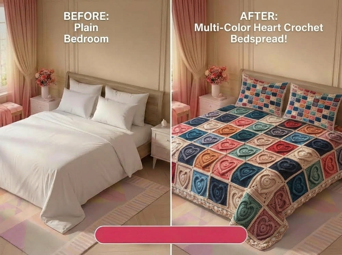 Sweetheart Patchwork 280-TC Printed Crochet Paradise Bedsheet Set - (Multicolor)