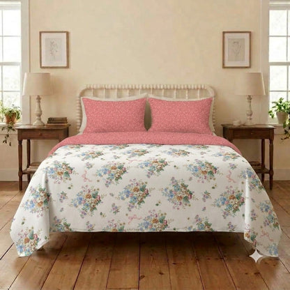 Rosewood Garden Cotton Bedsheet & Comforter Set