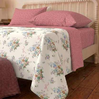 Rosewood Garden Cotton Bedsheet & Comforter Set