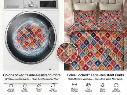 Multicolor Floral 280-TC Printed Crochet Paradise Bedsheet Set - (Multi)
