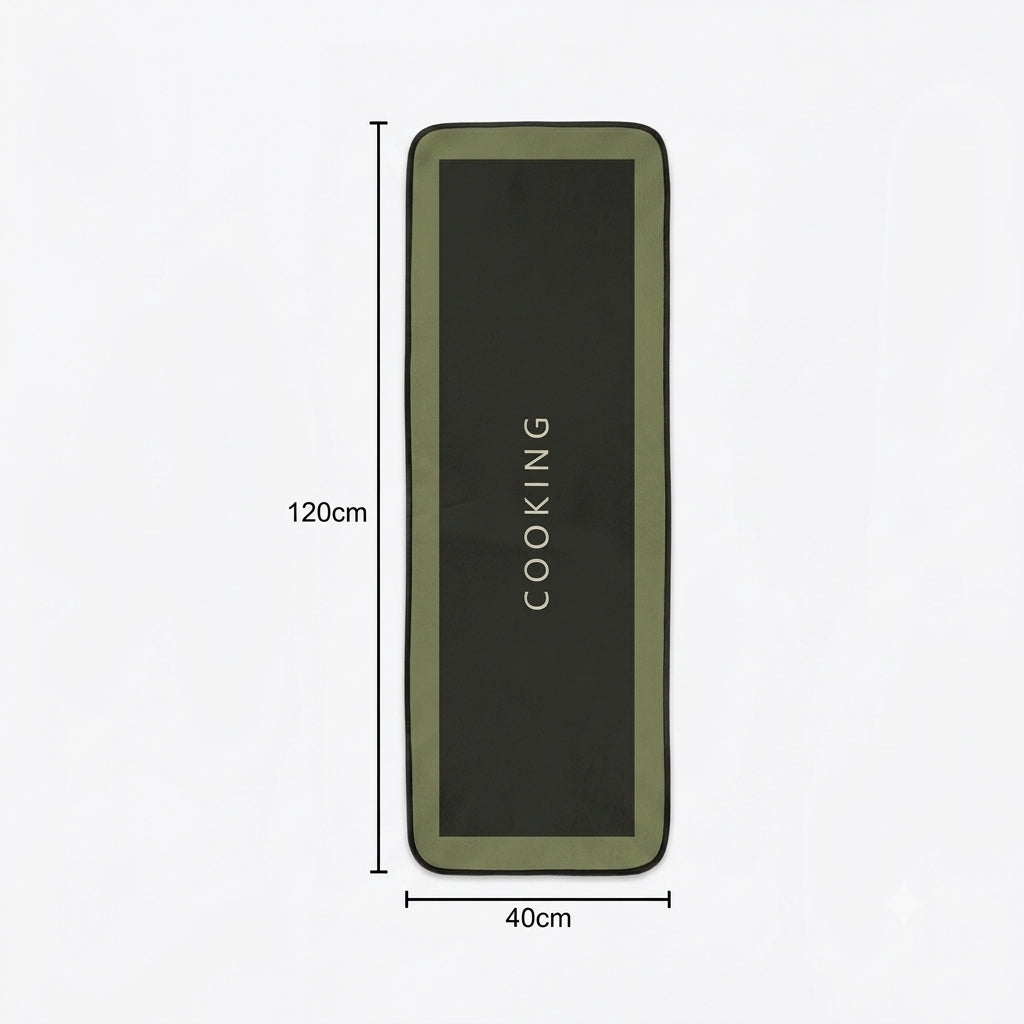 Virasaah Olive Border Designer Floor Mat (Green & Black)