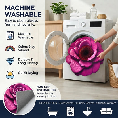 Royal Rose Blossom Designer Floor Mat (Purple & Magenta)