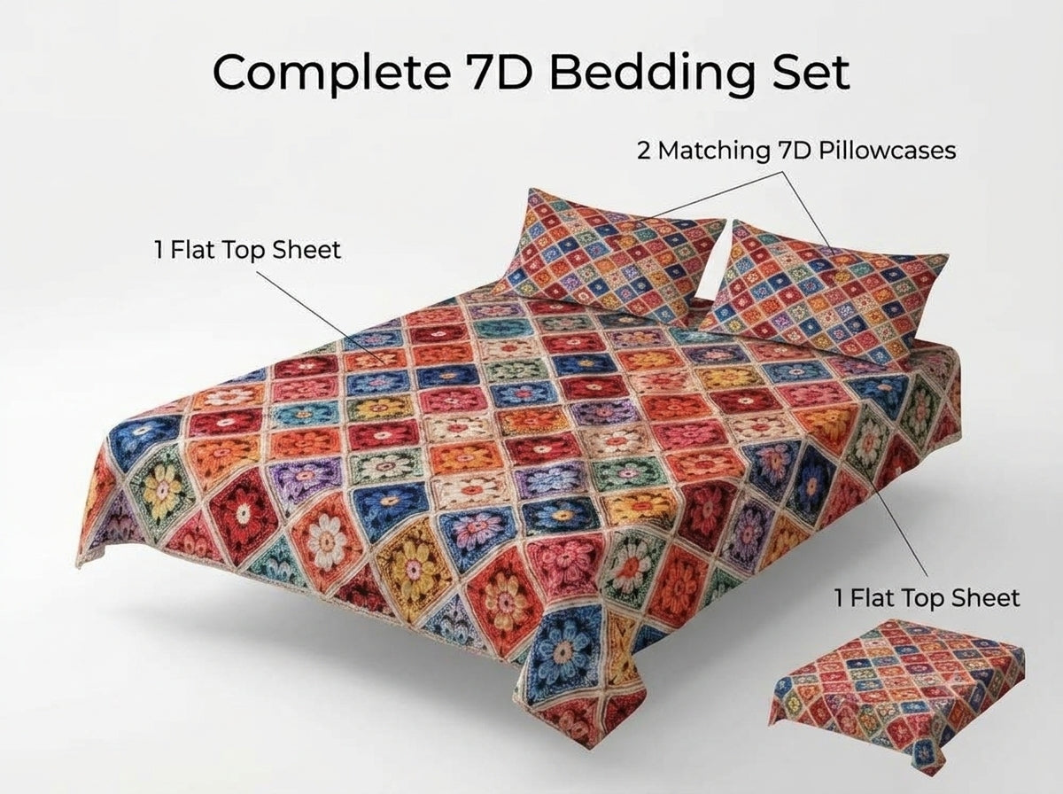 Multicolor Floral 280-TC Printed Crochet Paradise Bedsheet Set - (Multi)