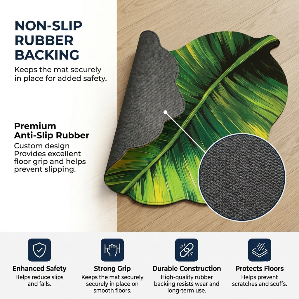 Jungle Leaf Haven Designer Floor Mat (Green)