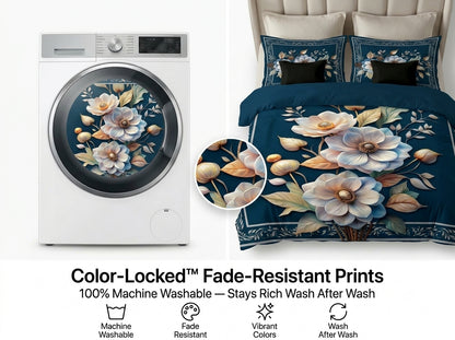 Fairy Tale Midnight Flower 280-TC 7D Bedsheet Set – (Navy)