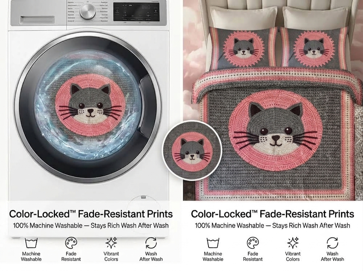 Pink Kitty 280-TC Printed Paradise Bedsheet Set - (Grey & Pink)