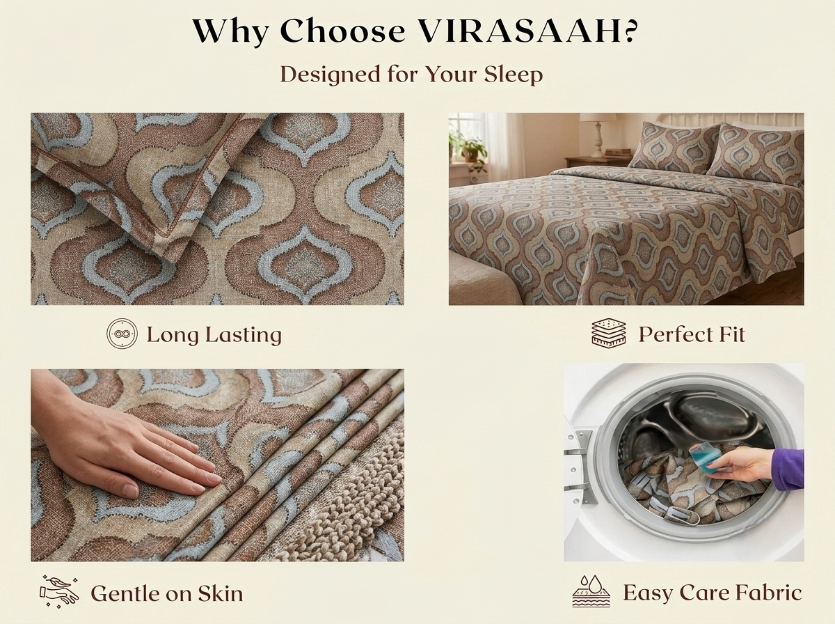 Vanya – 340-TC Pure Cotton Bedsheet Set