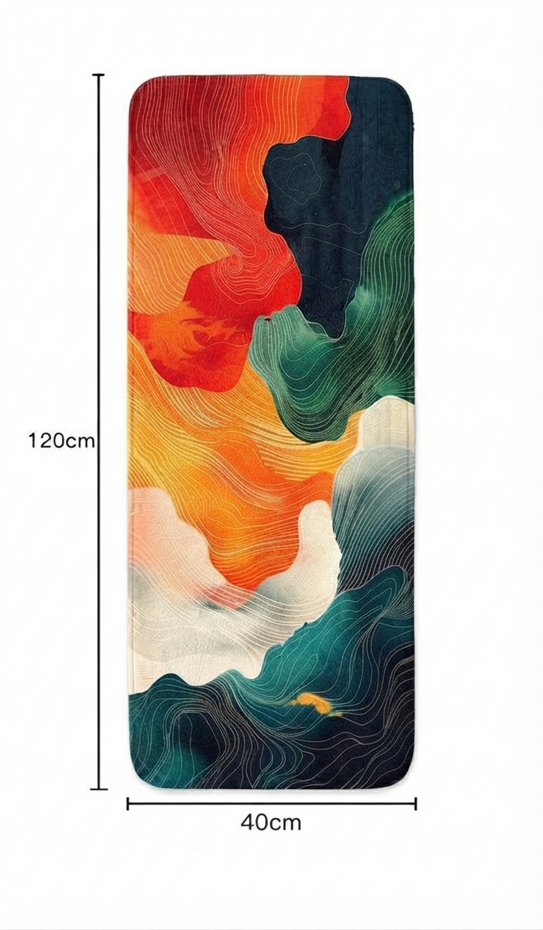 Virasaah Abstract Waves Designer Floor Mat (Multicolor)