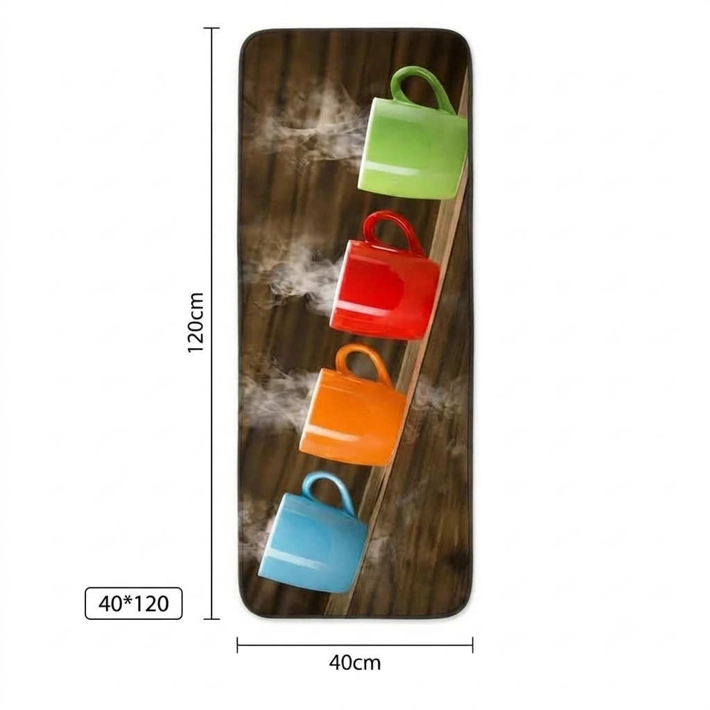 Virasaah Colorful Mugs Designer Floor Mat (Multicolor)