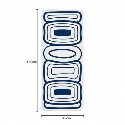 Virasaah Navy Grid Designer Floor Mat (Blue & White)