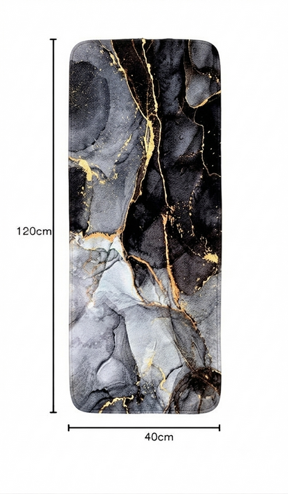 Virasaah Marble Veins Designer Floor Mat (Grey)