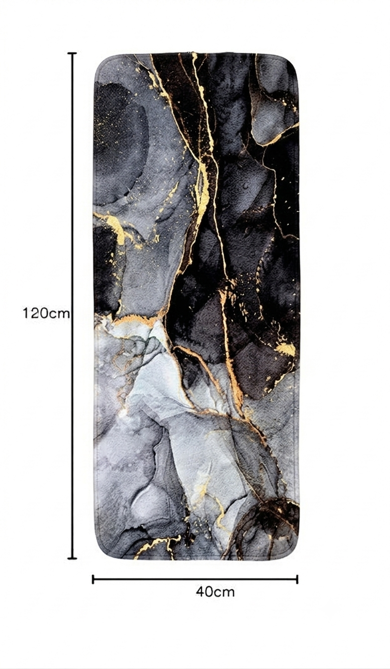 Virasaah Marble Veins Designer Floor Mat (Grey)