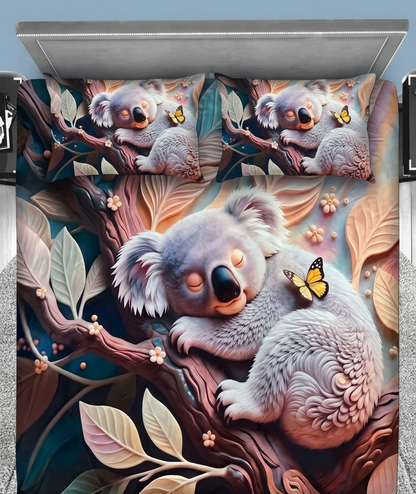 Koala Haven 280-TC 7D Bedsheet Set - (Multicolor)