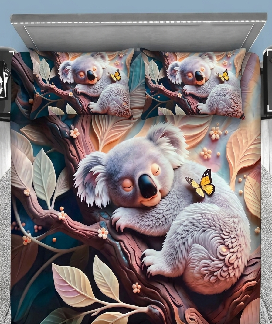 Koala Haven 280-TC 7D Bedsheet Set - (Multicolor)
