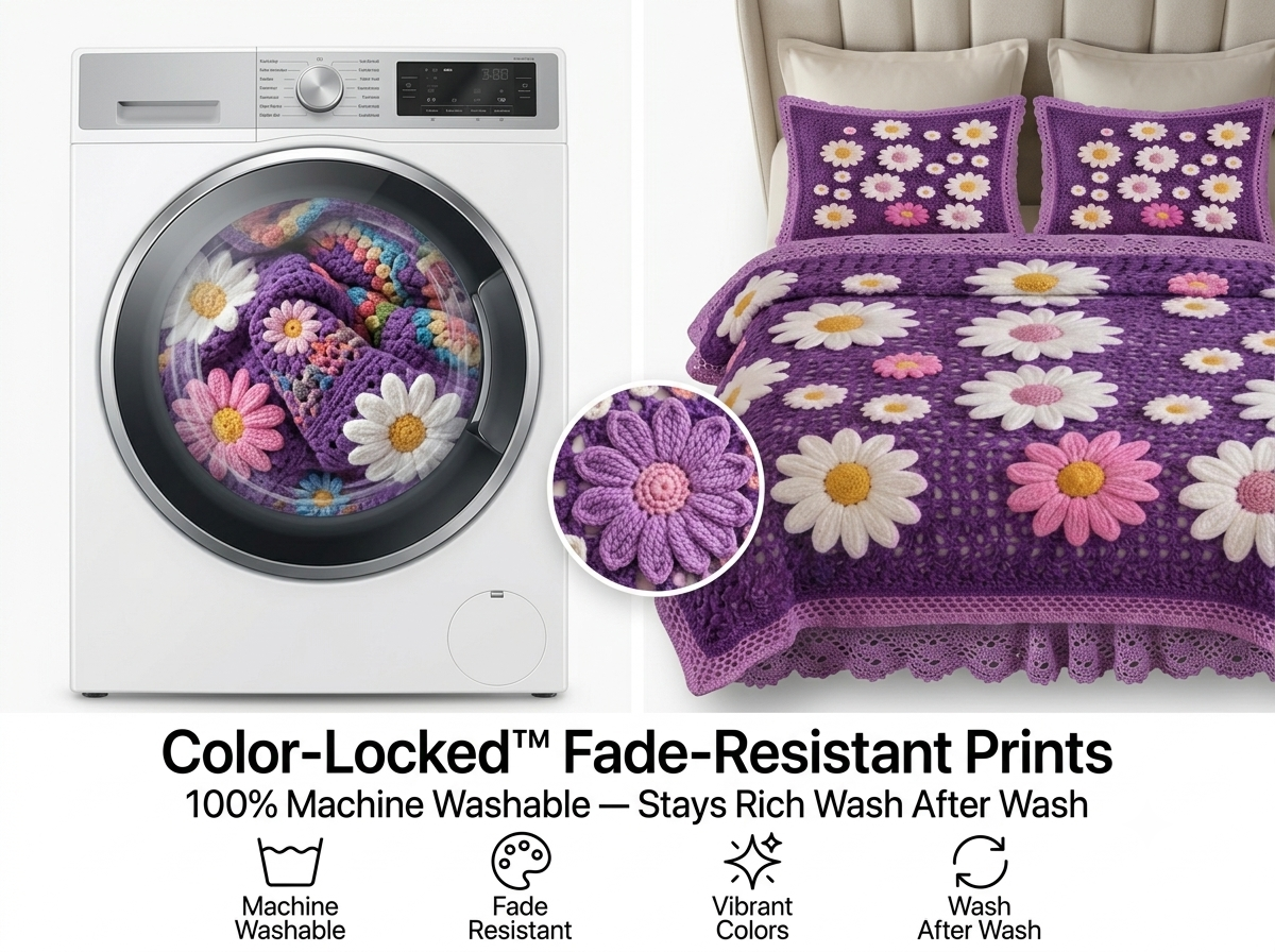 Purple Petal 280-TC Printed Paradise Bedsheet Set - (Violet)