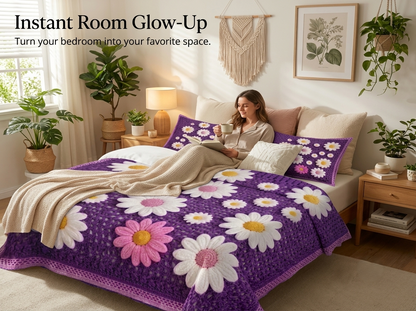 Purple Petal 280-TC Printed Paradise Bedsheet Set - (Violet)