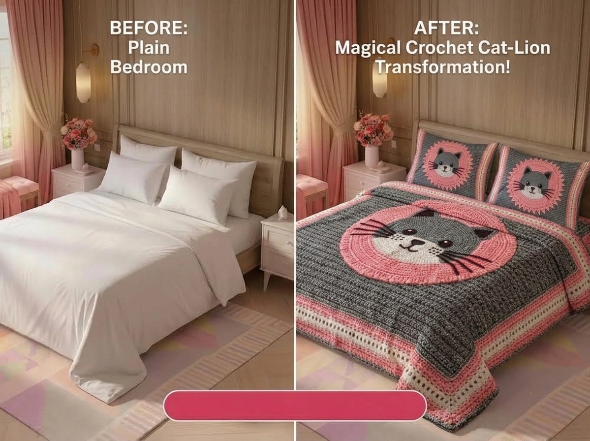 Pink Kitty 280-TC Printed Paradise Bedsheet Set - (Grey & Pink)