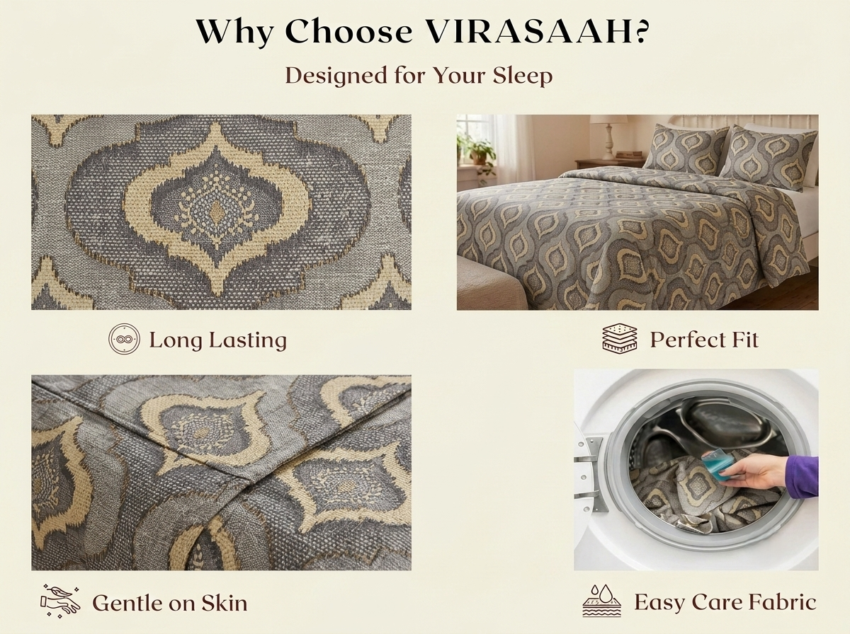Vasudha – 340-TC Pure Cotton Bedsheet Set