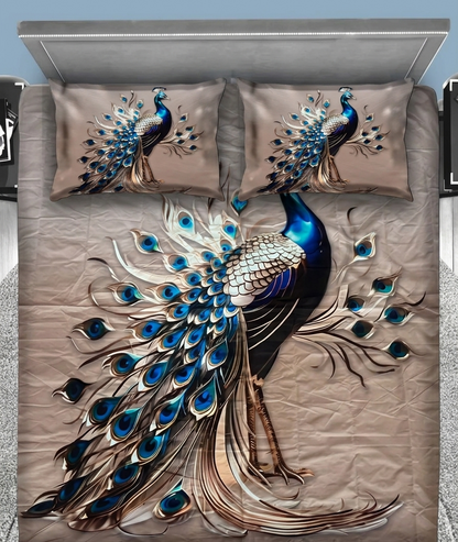 Royal Peacock Dream 280-TC 7D Bedsheet Set - (Taupe)