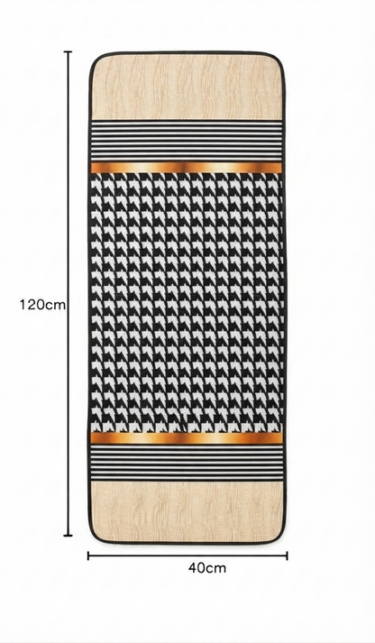 Virasaah Checkered Blocks Designer Floor Mat (Black & Beige)