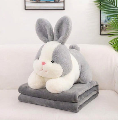 Gray Bunny 3 in 1 Kids Blanket, Pillow & Soft Toy (Gray)
