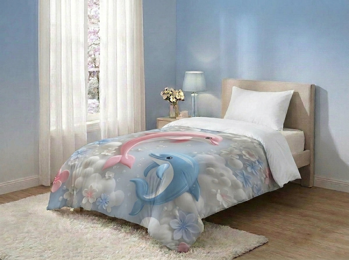 Blush & Blue Dolphin Dream Comforter By Virasaah