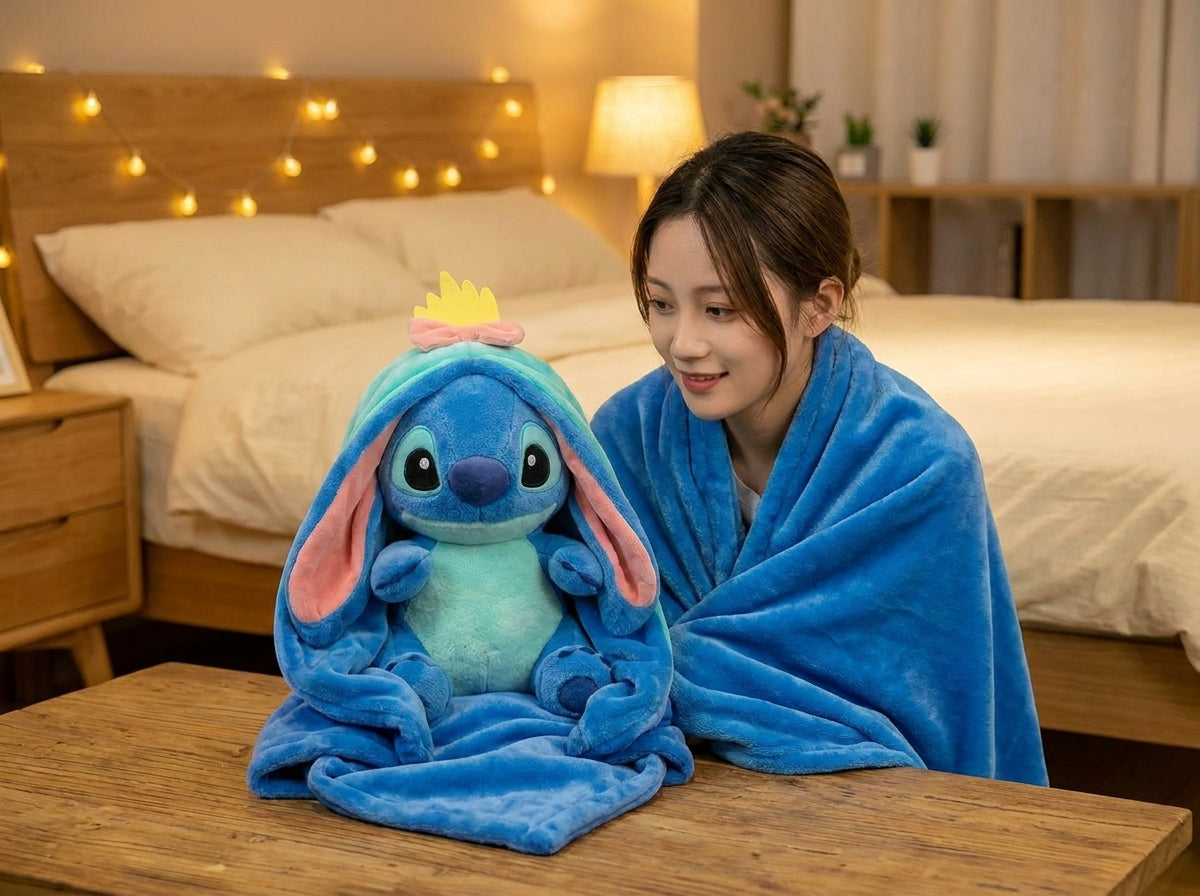 BunnyBlu 3 in 1 Kids Blanket, Pillow & Soft Toy (Aqua)