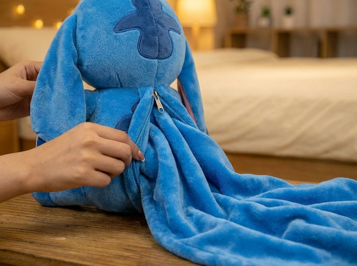 BunnyBlu 3 in 1 Kids Blanket, Pillow & Soft Toy (Aqua)
