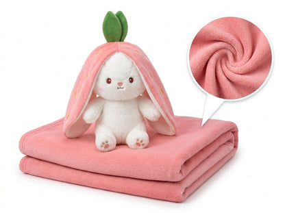 BerryBun 3 in 1 Kids Blanket, Pillow & Soft Toy (Pink)