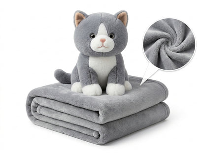 KittyNest 3 in 1 Kids Blanket, Pillow & Soft Toy (Grey)