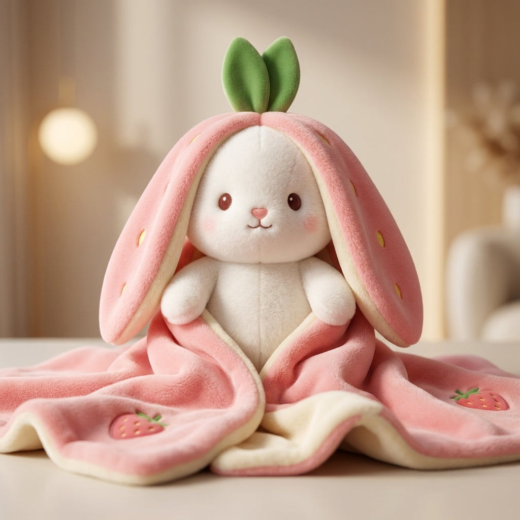 BerryBun 3 in 1 Kids Blanket, Pillow & Soft Toy (Pink)