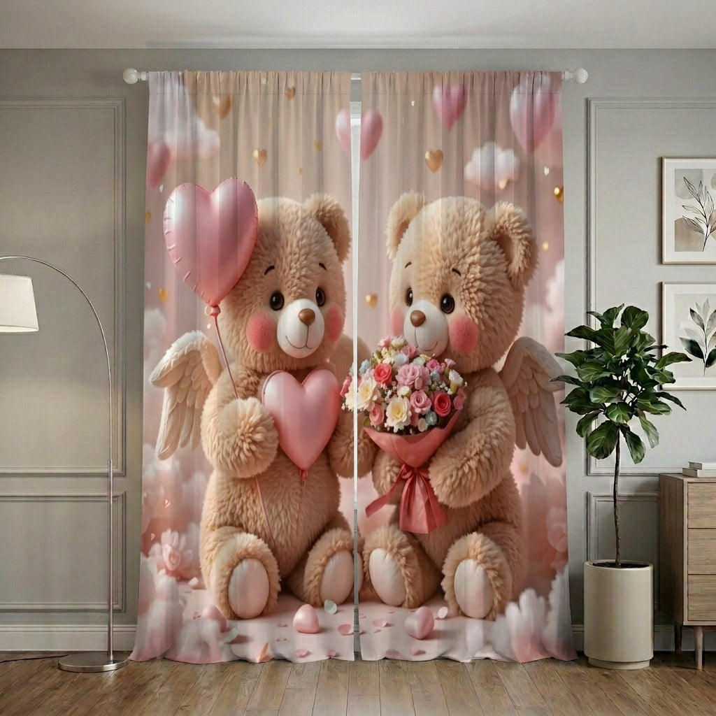 Blush Bear Home Curtains – Set of 2