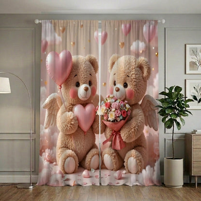 Blush Bear Home Curtains – Set of 2