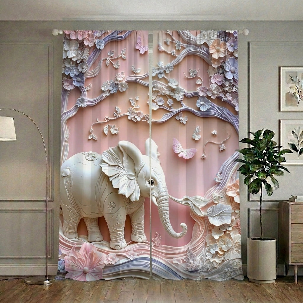 Pastel Elephant Home Curtains – Set of 2