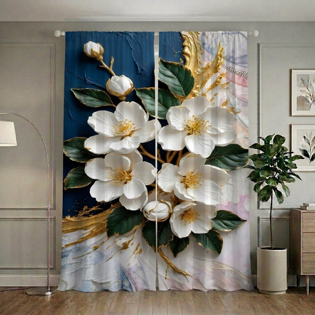 White Orchid Home Curtains – Set of 2