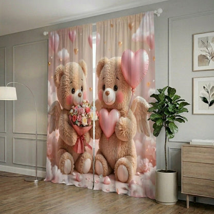 Blush Bear Home Curtains – Set of 2