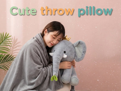 Elephant 3 in 1 Kids Blanket, Pillow & Soft Toy (Gray)