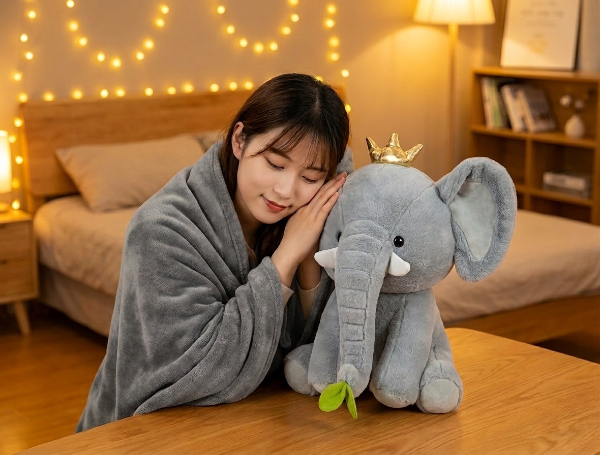 Elephant 3 in 1 Kids Blanket, Pillow & Soft Toy (Gray)