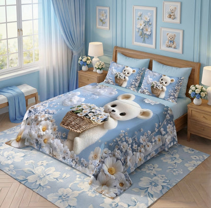 Fairy Tale Cozy Teddy 7D Bedsheet Set – Blue