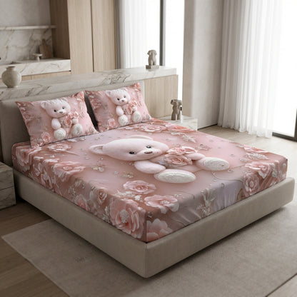 Fairy Tale Baby Teddy 7D Bedsheet Set – Pink