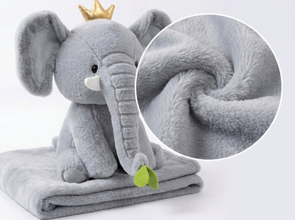 Elephant 3 in 1 Kids Blanket, Pillow & Soft Toy (Gray)