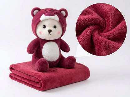 Red Teddy 3 in 1 Kids Blanket, Pillow & Soft Toy (Red)