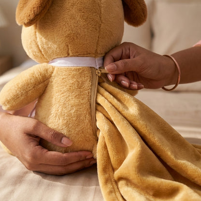 Chef paw 3 in 1 Kids Blanket, Pillow & Soft Toy (Golden)