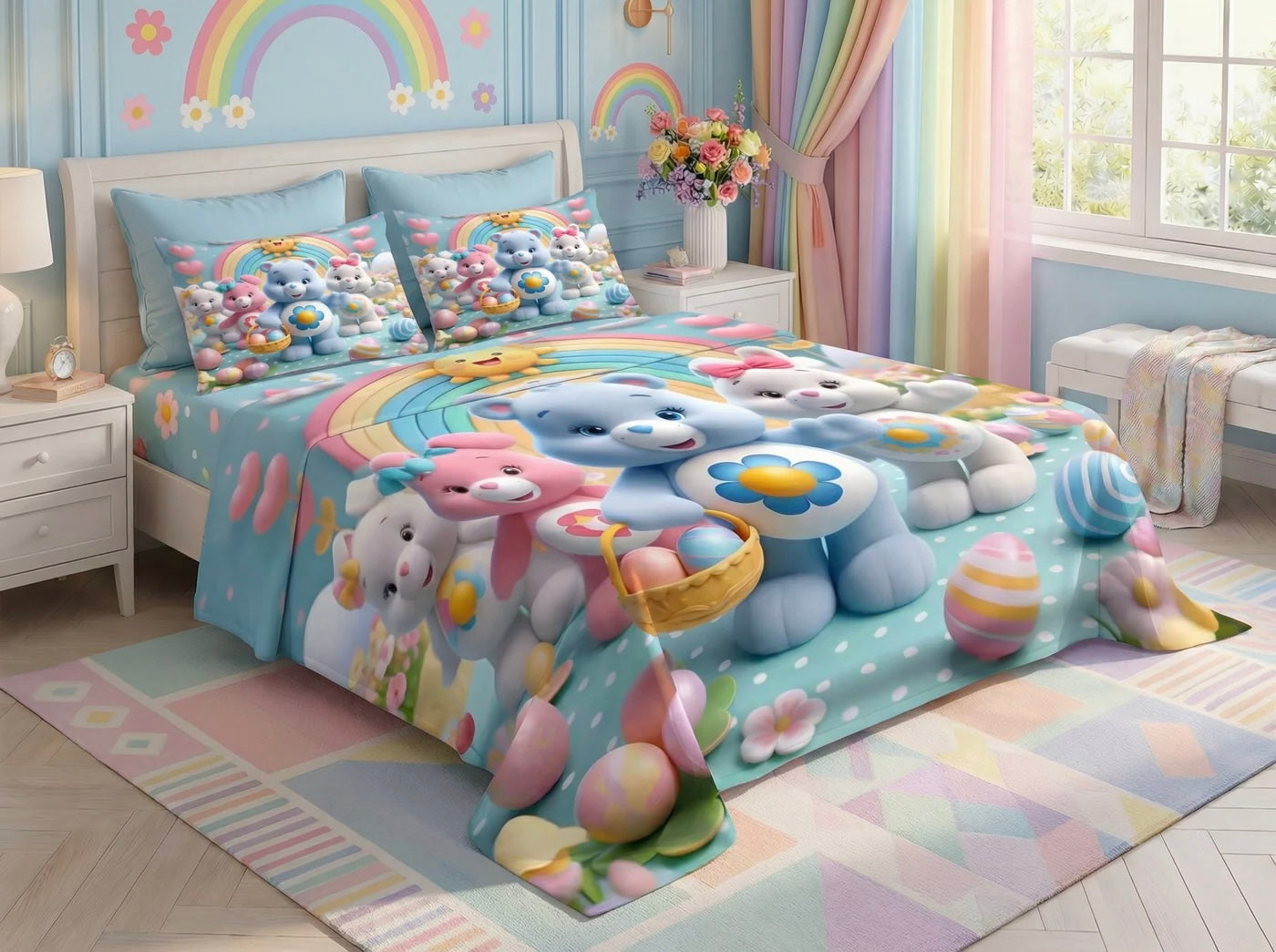 Fairy Tale Happy Bears 7D Bedsheet Set – Blue